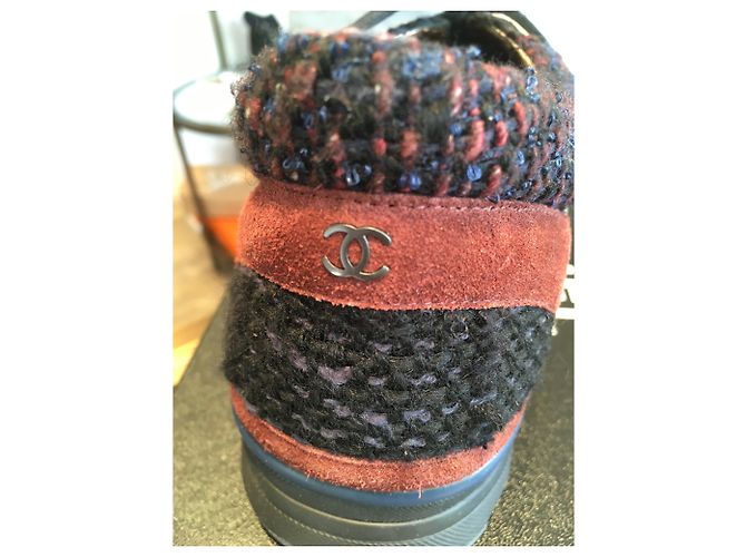 Chanel Scarpe da ginnastica Nero Blu D'oro Bordò - vista 3