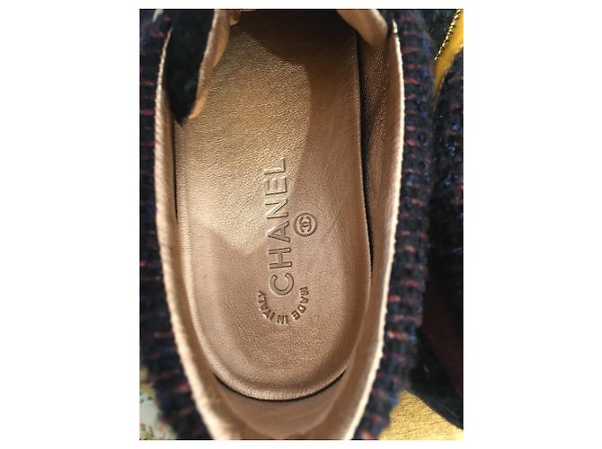 Chanel Scarpe da ginnastica Nero Blu D'oro Bordò - vista 4