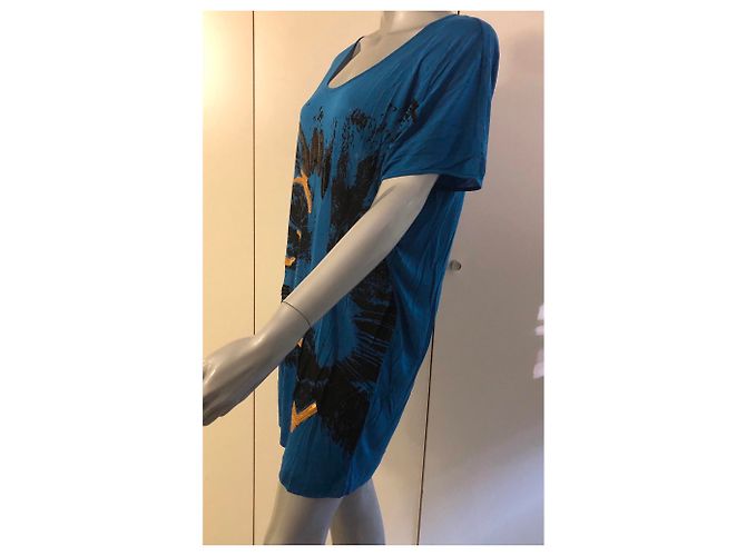 Autre Marque Tunica Pianurastudio in Modal Blu Scuro con Paillettes Oro - vista 2
