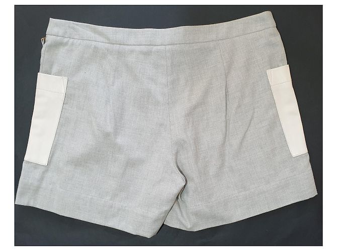Autre Marque Short de algodão Band Of Outsiders com bolsos de couro Branco Cinza - vista 2