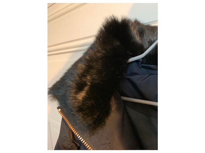 Autre Marque Chaqueta Larga de Plumón Negra con Cuello de Conejo Negro - vista 2