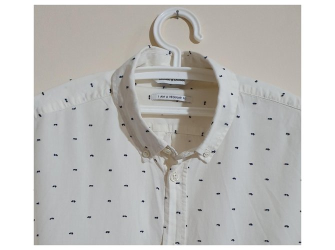 Camisa de algodão Samsoe & Samsoe branca e azul Branco - vista 2