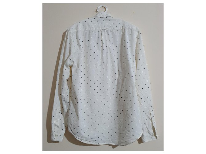 Camisa de algodão Samsoe & Samsoe branca e azul Branco - vista 3