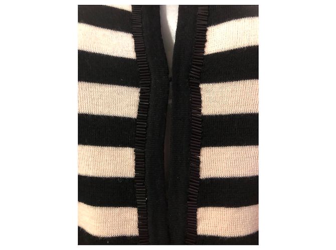 Marina Rinaldi Strickjacke Wolle Beige Schwarz - Ansicht 4