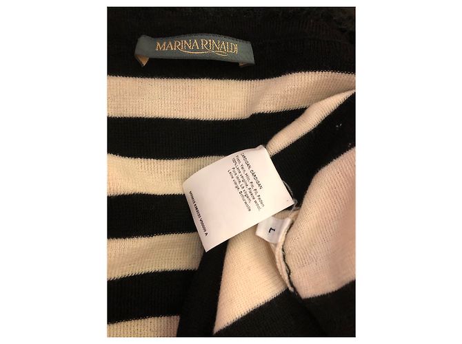 Marina Rinaldi Strickjacke Wolle Beige Schwarz - Ansicht 6