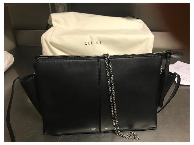 All Soft Clutch Céline Tri-fold in pelle di vitello nera Nero - vista 2