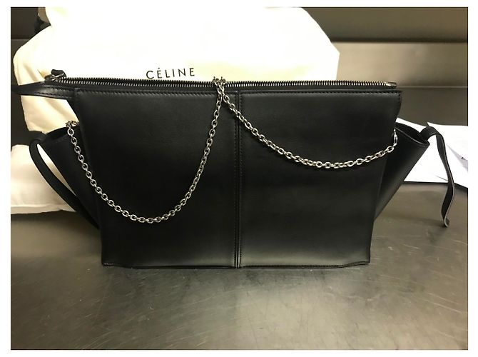 All Soft Clutch Céline Tri-fold in pelle di vitello nera Nero - vista 3