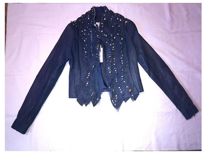 Givenchy Lederjacke aus Lammleder mit Perlen und Kristallen Dunkelgrau Anthrazitgrau - Ansicht 2