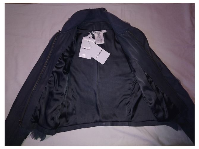 Givenchy Lederjacke aus Lammleder mit Perlen und Kristallen Dunkelgrau Anthrazitgrau - Ansicht 4