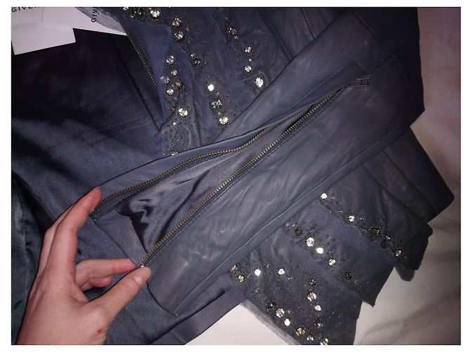 Givenchy Lederjacke aus Lammleder mit Perlen und Kristallen Dunkelgrau Anthrazitgrau - Ansicht 6