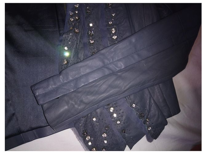 Givenchy Lederjacke aus Lammleder mit Perlen und Kristallen Dunkelgrau Anthrazitgrau - Ansicht 7