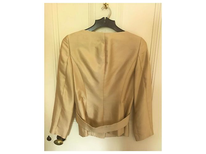 Conjunto de calça e casaco Carolina Herrera dourado de seda e algodão - vista 6