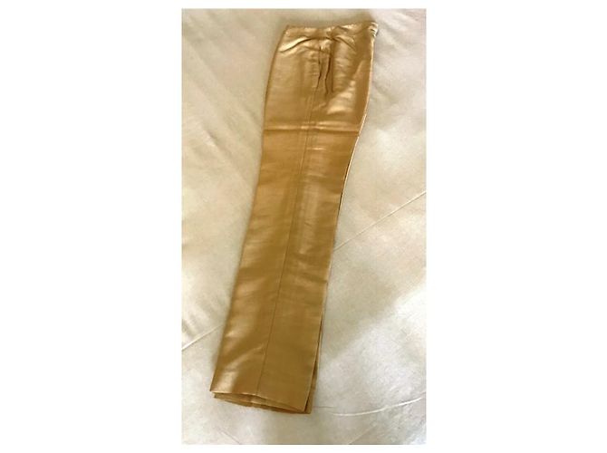Conjunto de calça e casaco Carolina Herrera dourado de seda e algodão - vista 7