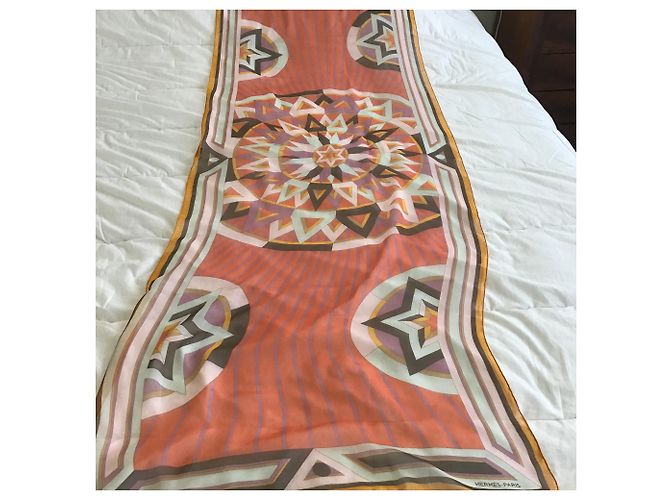 Hermès Estola de gasa Coral - vista 2
