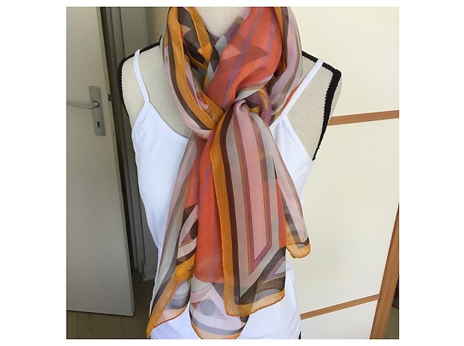 Hermès Estola de gasa Coral - vista 6