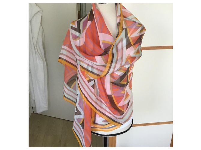Hermès Estola de gasa Coral - vista 8