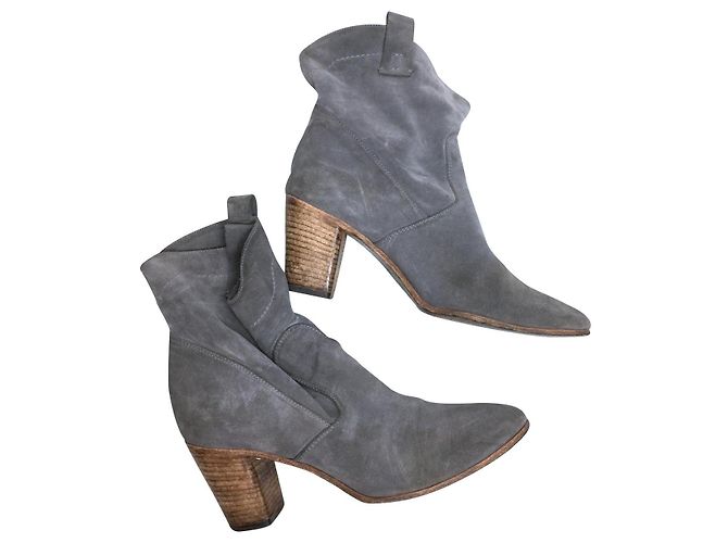 Alberto Fermani botines de ante occidental Gris - vista 2