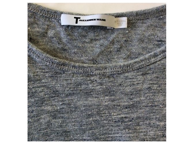 Top de lino gris melange T By Alexander Wang - vista 3