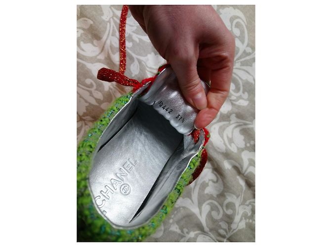 Sneakers Chanel in pelle e tweed Multicolore - vista 8