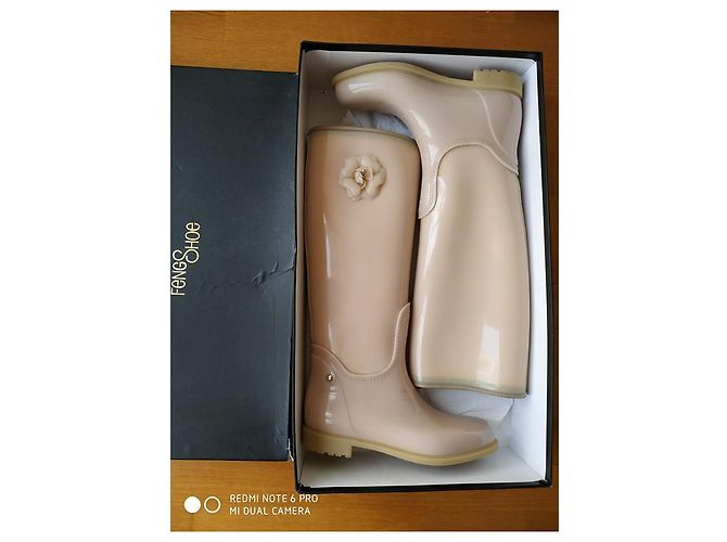 Autre Marque Botas de chuva Feng 1192 bege de couro e borracha - vista 2