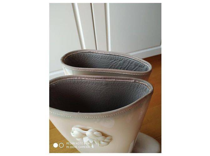 Autre Marque Botas de chuva Feng 1192 bege de couro e borracha - vista 3