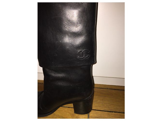 Botas de cuero negro Chanel - vista 4