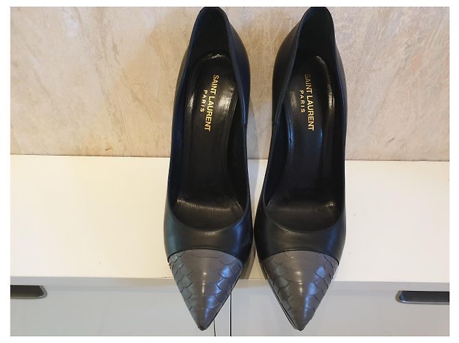Décolleté Yves Saint Laurent in pelle nera Nero - vista 2