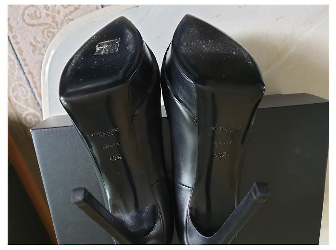 Décolleté Yves Saint Laurent in pelle nera Nero - vista 7
