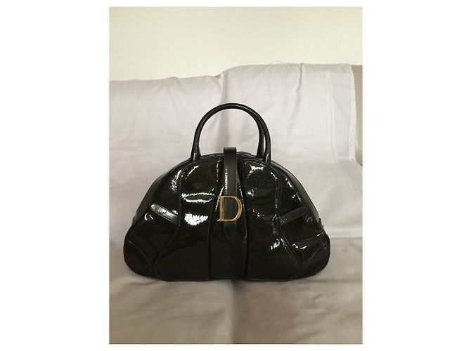 Borsa Dior Saddle in vernice kaki Cachi - vista 2