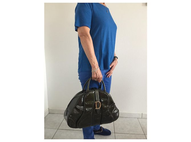 Borsa Dior Saddle in vernice kaki Cachi - vista 8