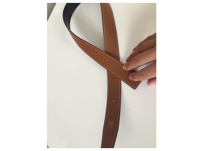 Hermès Ledergürtel reversibel braun und schwarz 65 cm - Ansicht 3