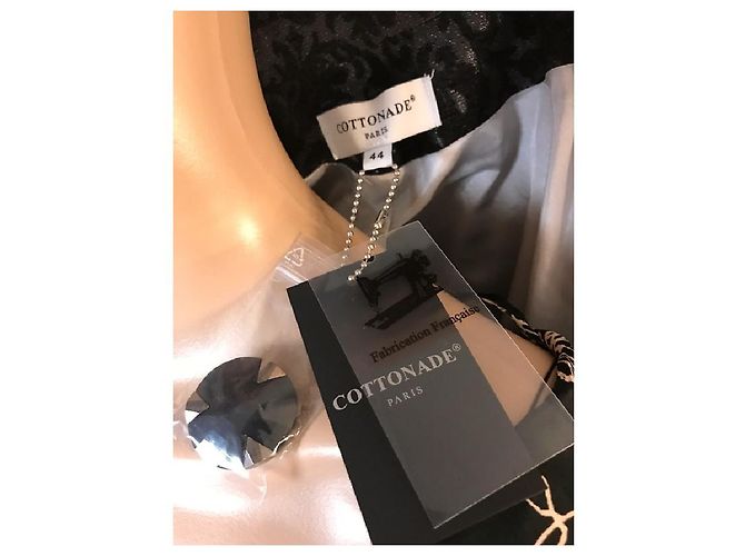 Autre Marque COTTONADE Kurze Jacke Grau und Schwarzer Samt 44 - Ansicht 3