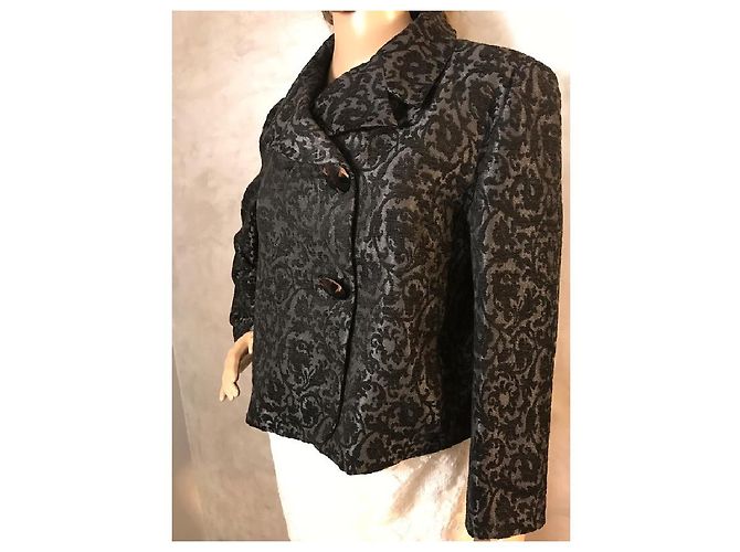 Autre Marque COTTONADE Kurze Jacke Grau und Schwarzer Samt 44 - Ansicht 4