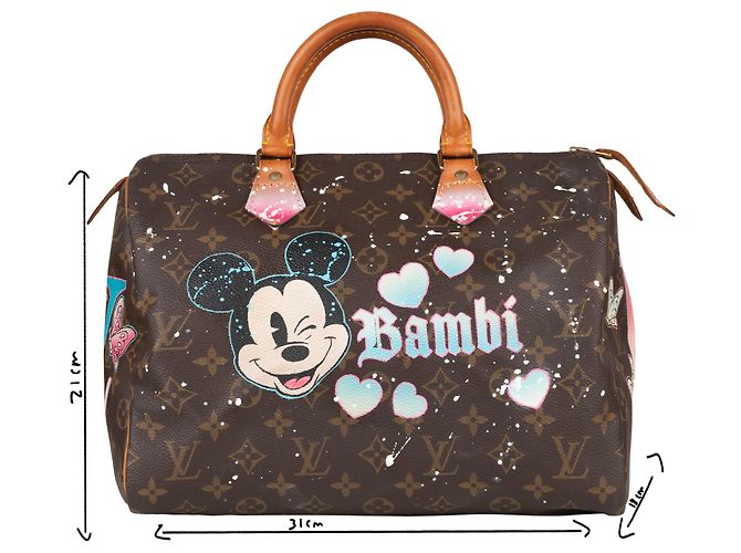 Speedy Louis Vuitton borsa veloce 30 Monogramma personalizzato "Bambi" di PatBo! Marrone - vista 12