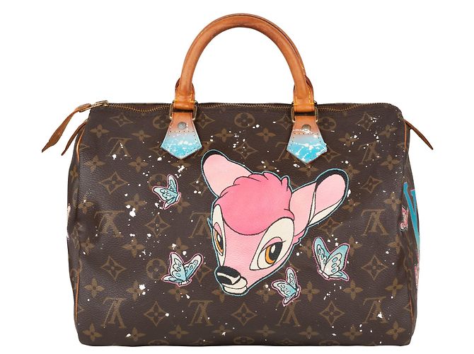 Speedy Louis Vuitton borsa veloce 30 Monogramma personalizzato "Bambi" di PatBo! Marrone - vista 2