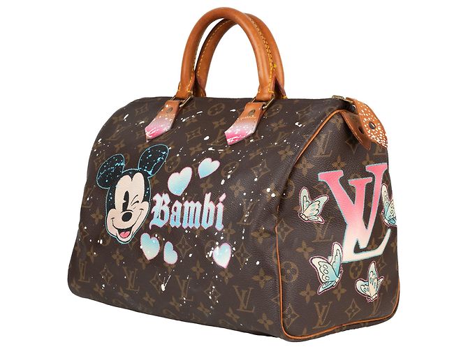 Speedy Louis Vuitton borsa veloce 30 Monogramma personalizzato "Bambi" di PatBo! Marrone - vista 3