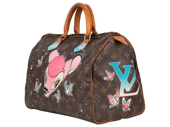 Speedy Louis Vuitton borsa veloce 30 Monogramma personalizzato "Bambi" di PatBo! Marrone - vista 4