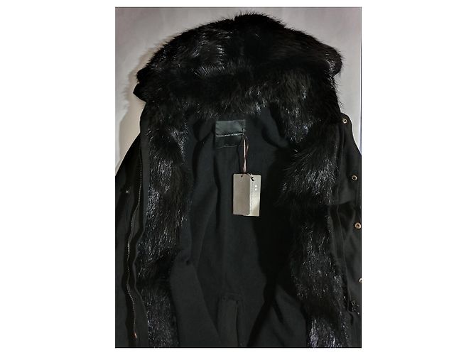Giacca Ermanno Scervino Nera Cotone Lana Pelliccia Taglia 48 Nero - vista 6