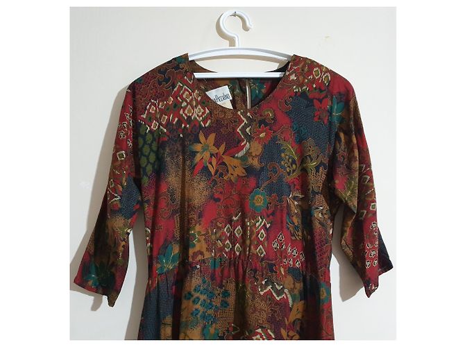 Vintage Nina Piccalino Kleid mit Blumenmuster aus Rayon Mehrfarben - Ansicht 3