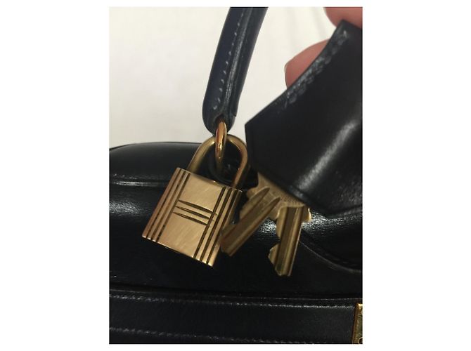 Borsa a mano Hermès Kelly 35 in pelle blu scuro - vista 5