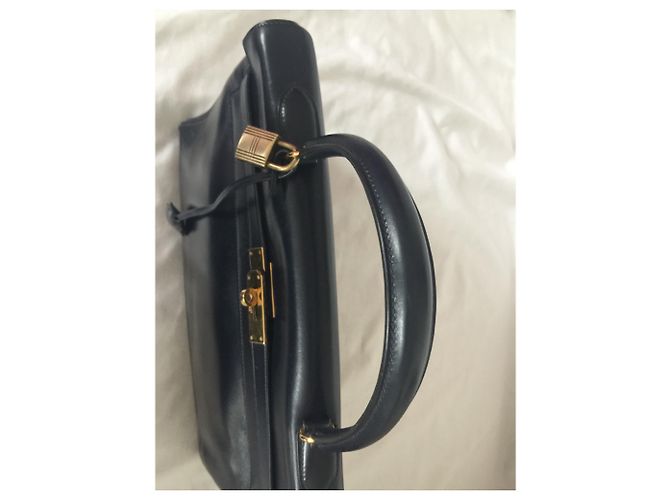 Borsa a mano Hermès Kelly 35 in pelle blu scuro - vista 6