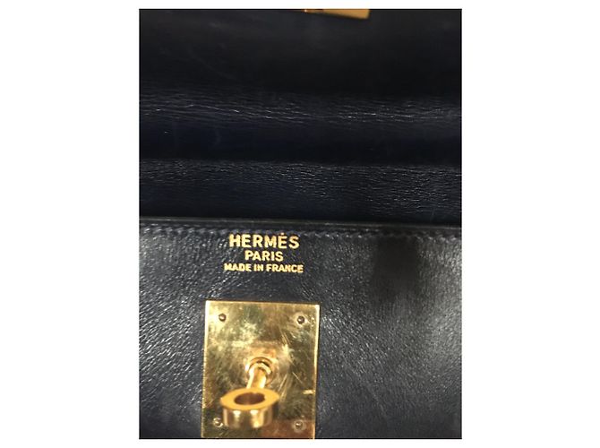 Borsa a mano Hermès Kelly 35 in pelle blu scuro - vista 7