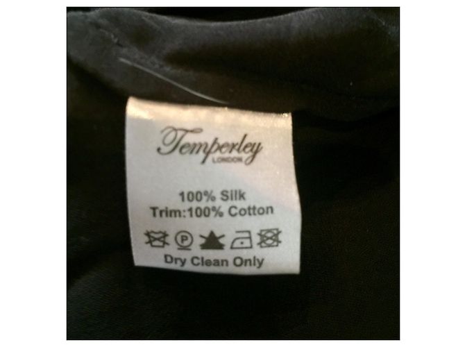 Abito stile impero in seta e pizzo nero Temperley London - vista 7