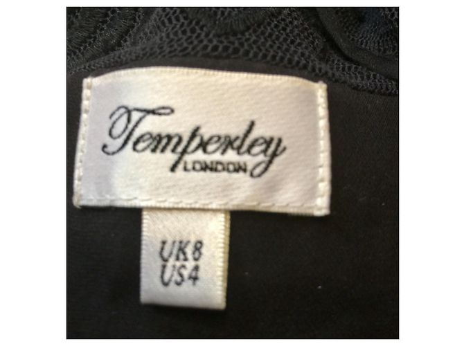 Abito stile impero in seta e pizzo nero Temperley London - vista 8