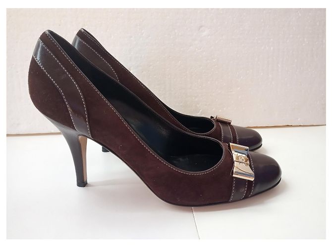 Tacchi Gucci Marroni in Pelle e Scamosciata Taglia 38 Marrone - vista 2