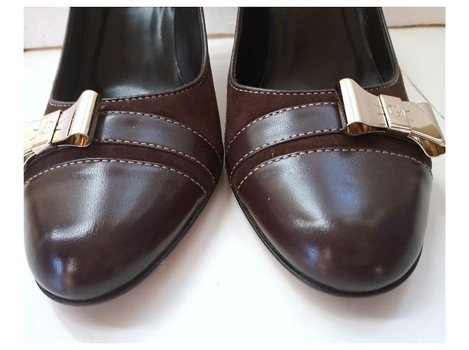 Tacchi Gucci Marroni in Pelle e Scamosciata Taglia 38 Marrone - vista 7