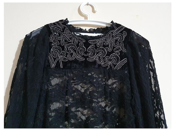 Munthe Plus Simonsen Bluse Schwarz Viskose Nylon Größe 38 - Ansicht 2