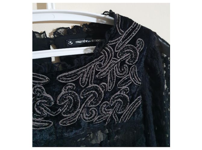 Munthe Plus Simonsen Bluse Schwarz Viskose Nylon Größe 38 - Ansicht 3