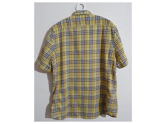 Camicia Burberry in cotone tartan a maniche corte gialla Multicolore Giallo - vista 2