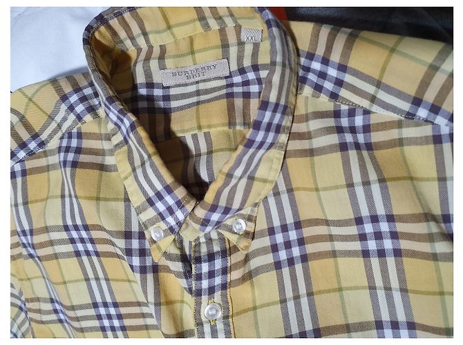 Camicia Burberry in cotone tartan a maniche corte gialla Multicolore Giallo - vista 3